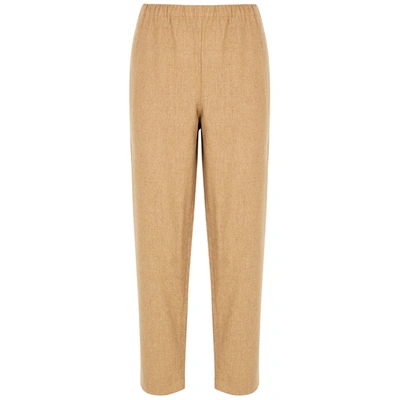 Eileen Fisher Camel Tapered-leg Wool Trousers In Honey