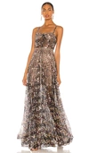 Bronx And Banco Midnight Noir Gown In Gold & Black