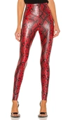 Commando Reptile Embossed Faux Leather Leggings In Red Snake