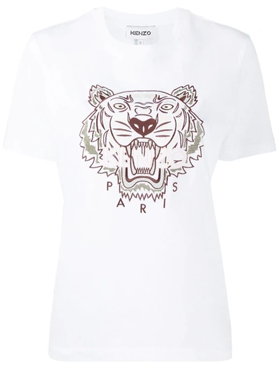 Kenzo Embroidered Tiger Loose T-shirt In White