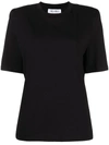 Attico Womens Black Padded-shoulder Cotton T-shirt 12