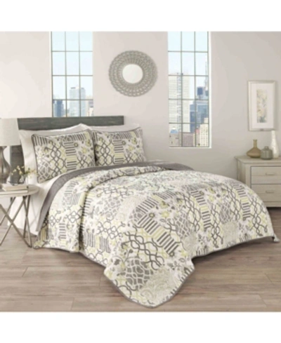 Traditions By Waverly 3-piece Spring Quilt Set, King In Gray