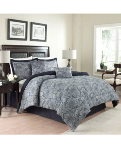 Traditions By Waverly 6 Piece Paddock Shawl Comforter Set, Queen In Blue