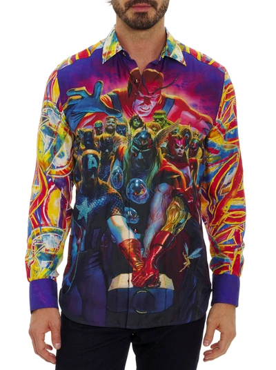 Robert Graham X Marvel Limited Edition Whatever It Takes Silk Sport Shirt In Multi