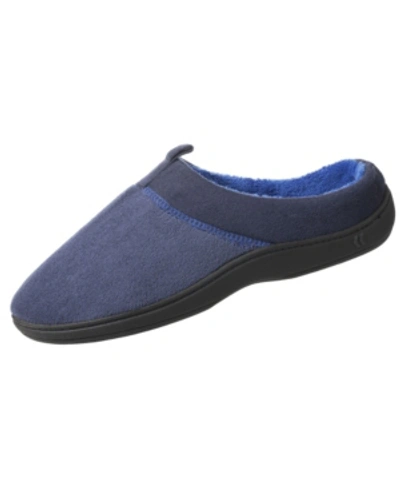 Isotoner Signature Men's Microterry Jared Hoodback Slippers With Memory Foam In Navy Blue