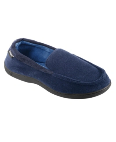 Isotoner Signature Signature Men's Microterry Jared Moccasin Slippers With Memory Foam In Navy Blue