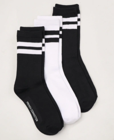 French Connection Super Soft Crew Sock, 3 Pack In Black