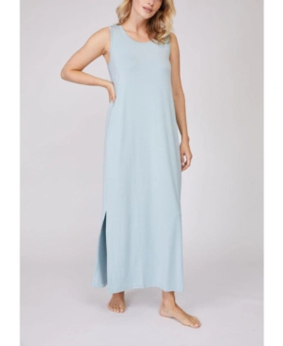 Pure Fiber Pleated Back Drape Dress In Medium Blue