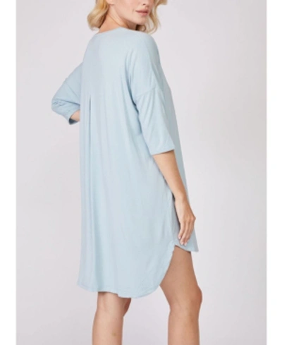 Pure Fiber 3/4 Sleeve Nightshirt In Medium Blue