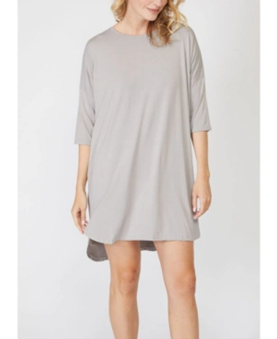 Pure Fiber 3/4 Sleeve Nightshirt In Gray