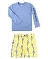 Ruggedbutts Baby Boys Rashguard T-shirt And Swim Trunk, 2 Piece Set In Jawsome