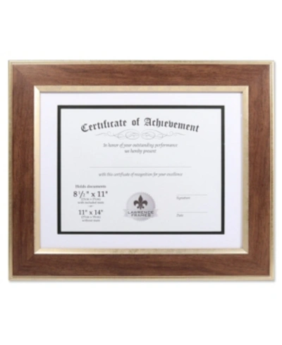 Lawrence Frames Dual Use Walnut 11" X 14" Certificate Picture Frame With Double Bevel Cut Matting For Document In Brown