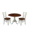 INTERNATIONAL CONCEPTS 42" DUAL DROP LEAF TABLE WITH 2 EMILY CHAIRS
