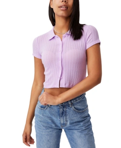 Cotton On Women's Amelia Polo Placket T-shirt In Purple
