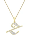 Macy's Diamond Accent Script 18" Initial Pendant Necklace In Silver Plate, Gold Plate & Rose Gold Plate In Z/gold