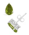 Macy's Pear-shape Gemstone Stud Earrings In Sterling Silver In Peridot