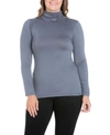 24seven Comfort Apparel Plus Womens Turtleneck Long Sleeve Tunic Top In Charcoal