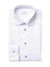 Eton Contemporary-fit Twill Dress Shirt With Blue Details In White