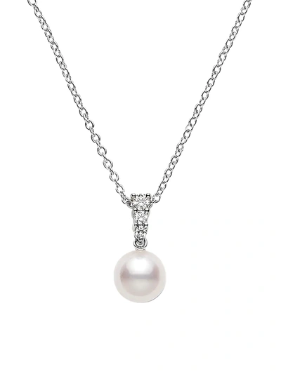 Mikimoto Morning Dew 8mm Akoya Pearl & Diamond Pendant Necklace With 18k White Gold In Gold Tone,white