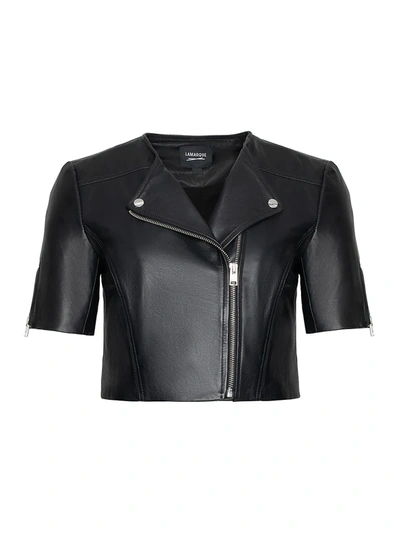 Lamarque Kirsi Short-sleeve Leather Jacket In Black