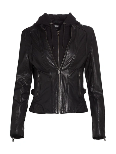 Lamarque Arlette Leather Biker Jacket In Black