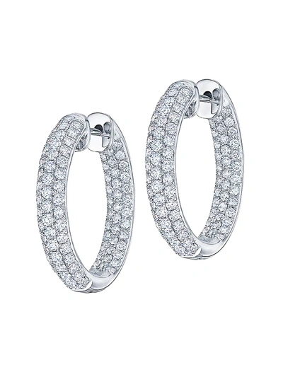 Kwiat Women's Moonlight 18k White Gold & Petite Pavé Diamond Hoop Earrings