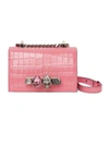 Alexander Mcqueen Mini Jewelled Croc Embossed Leather Crossbody Bag In Pink