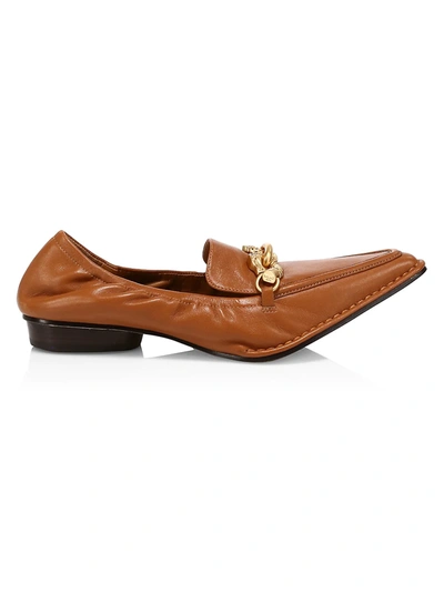 Tory Burch Jessa Point-toe Leather Loafers In Cinnamon