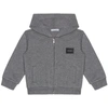 Dolce & Gabbana Logo Zip-up Cotton Sweatshirt Hoodie In Grey