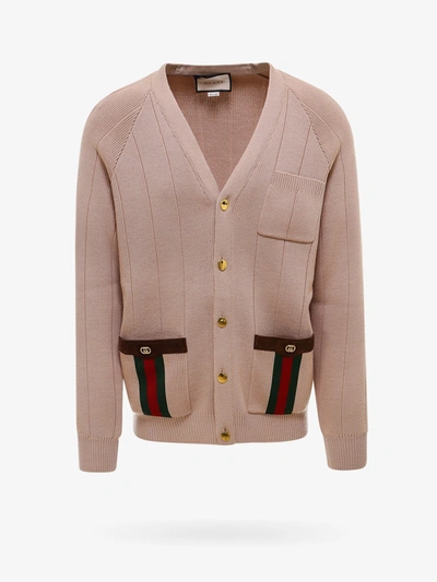 Gucci Wool Blend V-neck Cardigan In Beige