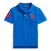 Polo Ralph Lauren Kids' Big Pony Cotton Mesh Polo Shirt In Sapphire Star