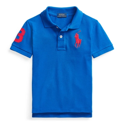 Polo Ralph Lauren Kids' Big Pony Cotton Mesh Polo Shirt In Sapphire Star