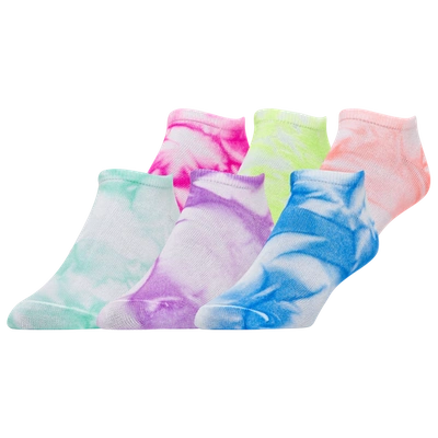 Csg Womens  6 Pack Bright Tie-dye No Show Socks In Multi