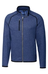 Cutter & Buck Mainsail Sweater-knit Mens Full Zip Jacket In Blue