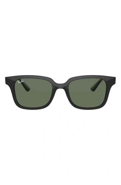 Ray Ban Junior Wayfarer 48mm Sunglasses In Shiny Black/ Dark Green