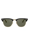 Ray Ban 49mm Polarized Browline Sunglasses In Black/ Crystal Green