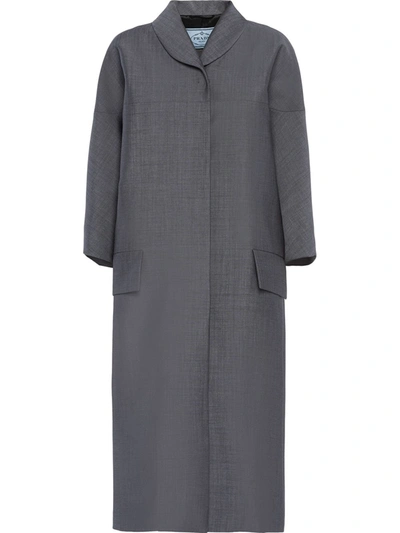 Prada Single-breasted Overcoat In Grey