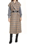Cinq À Sept Women's Melissa Wool-blend Rib-knit Sleeve Houndstooth Coat In Cinnamon Charcoal