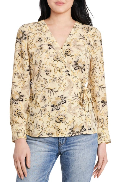 Vince Camuto Vince Camtuo Antique Floral Side Tie Long Sleeve Blouse In Misted Yellow