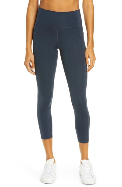 Girlfriend Collective + Net Sustain Ribbed Stretch Recycled Leggings In Midnight