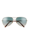 Tom Ford Clark 61mm Gradient Aviator Sunglasses In Rose Gold/ Green Gradient