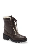 CHLOÉ FRANNE GENUINE SHEARLING LINING LACE-UP BOOT,C21S381P7