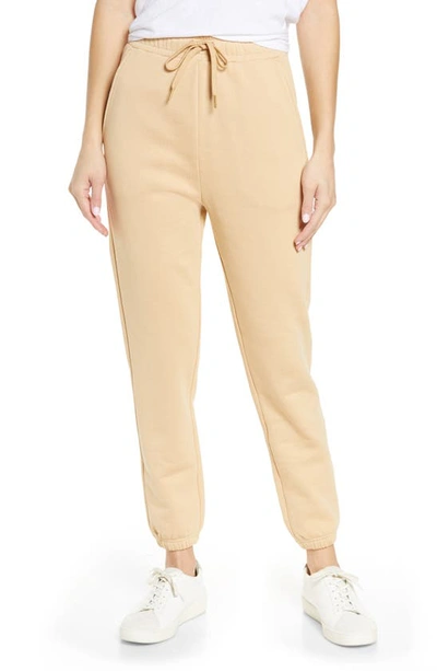 Weworewhat Tapered High-rise Cotton-jersey Jogging Bottoms In Tan