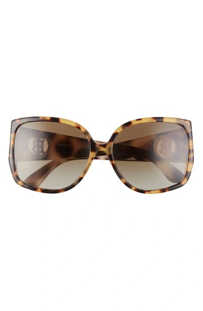 Burberry 61mm Square Sunglasses In Light Havana/ Brown Gradient