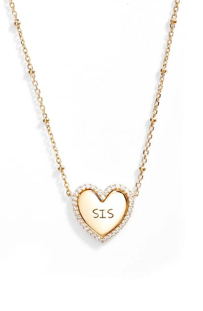 Nadri Sis Engraved Heart Pendant Necklace In Gold