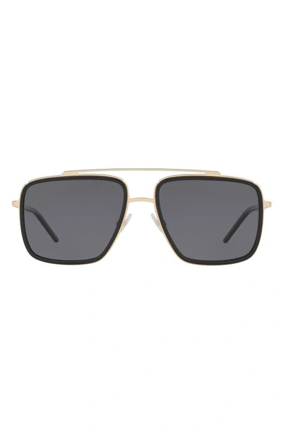 Dolce & Gabbana 57mm Polarized Navigator Sunglasses In Gold/ Black/ Grey