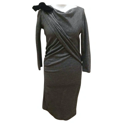 Pre-owned Giambattista Valli Wool Mid-length Dress In Anthracite