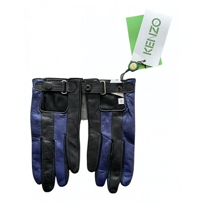 Pre-owned Kenzo Leather Gloves In Blue
