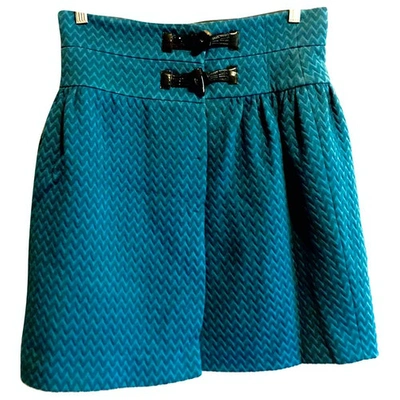 Pre-owned M Missoni Wool Skirt In Turquoise
