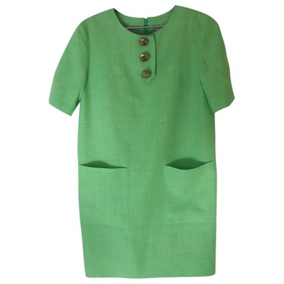 Pre-owned Guy Laroche Linen Mid-length Dress In Green
